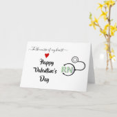 Verpleegster stethoscoop Valentijnsdag mint groen  Kaart (Gele Bloem)