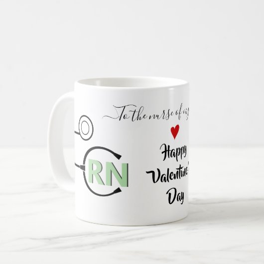 Verpleegster stethoscoop Valentijnsdag mint groen  Koffiemok (Voorkant links)