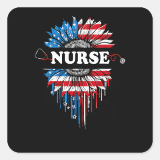 Verpleegster Stethoscoop Zonnebloem Amerikaanse Vl Vierkante Sticker
