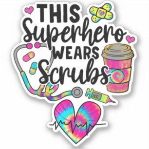 Verpleegster Superheld Scrubs Rainbow Nurse Sticker