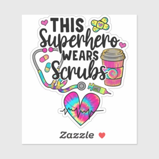 Verpleegster Superheld Scrubs Rainbow Nurse Sticker (Vel)