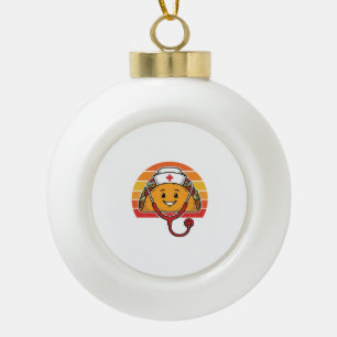 Verpleegster Taco Retro Vintage Gravure Ontwerp_1 Keramische Bal Ornament