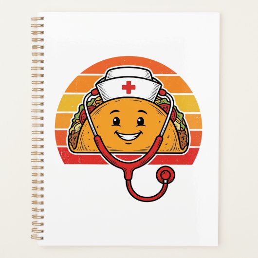 Verpleegster Taco Retro Vintage Gravure Ontwerp_1 Planner (Voorkant)