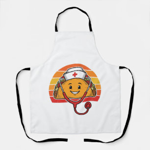 Verpleegster Taco Retro Vintage Gravure Ontwerp_1 Schort