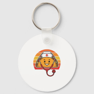 Verpleegster Taco Retro Vintage Gravure Ontwerp_1 Sleutelhanger