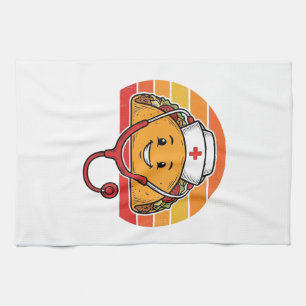 Verpleegster Taco Retro Vintage Gravure Ontwerp_1 Theedoek