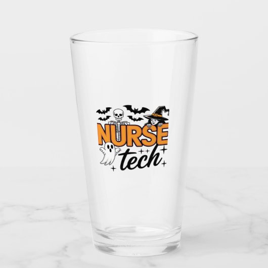 Verpleegster Tech - Halloween - met skelet, heks e Glas (Voorkant)