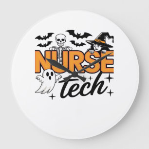 Verpleegster Tech - Halloween - met skelet, heks e Grote Klok