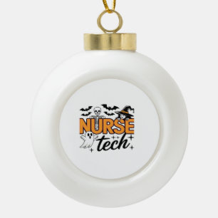 Verpleegster Tech - Halloween - met skelet, heks e Keramische Bal Ornament