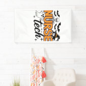 Verpleegster Tech - Halloween - met skelet, heks e Spandoek (Insitu)