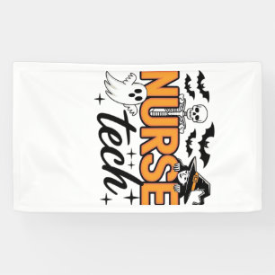 Verpleegster Tech - Halloween - met skelet, heks e Spandoek