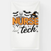 Verpleegster Tech - Halloween - met skelet, heks e Spandoek (Verticaal)