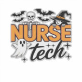Verpleegster Tech - Halloween - met skelet, heks e Sticker (Voorkant)