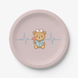 Verpleegster Teddy Beer Feest Papieren Bord