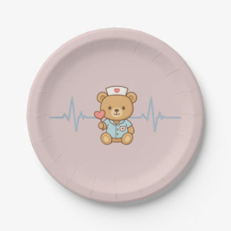 Verpleegster Teddy Beer Feest Papieren Bord