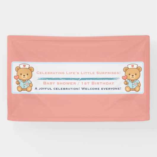 Verpleegster Teddy Beer Feestbanner Spandoek (Horizontaal)