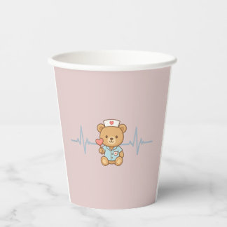 Verpleegster teddybeer feest papieren beker