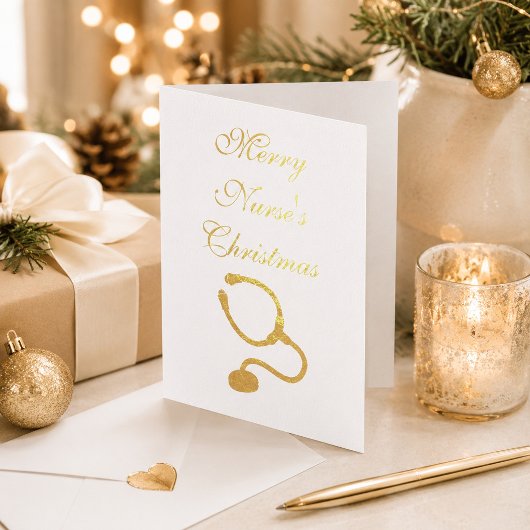 Verpleegster thema stethoscoop Kerstmis Folie Kaarten