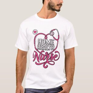 Verpleegster thuis roze stethoscoop shirt ontwerp_