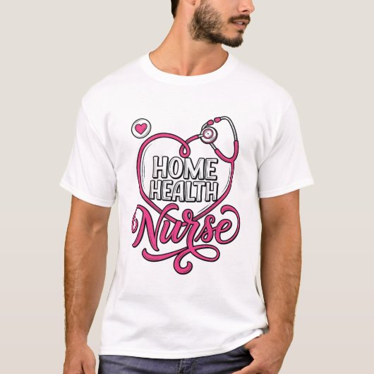 Verpleegster thuis roze stethoscoop shirt ontwerp_ (Voorkant)