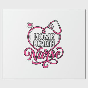Verpleegster thuis roze stethoscoop shirt ontwerp_ cadeaupapier