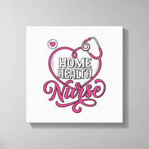 Verpleegster thuis roze stethoscoop shirt ontwerp_ canvas afdruk