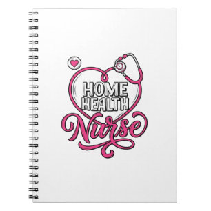 Verpleegster thuis roze stethoscoop shirt ontwerp_ notitieboek