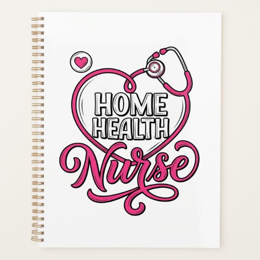 Verpleegster thuis roze stethoscoop shirt ontwerp_ planner (Voorkant)