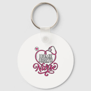 Verpleegster thuis roze stethoscoop shirt ontwerp_ sleutelhanger