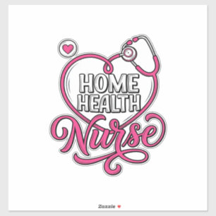 Verpleegster thuis roze stethoscoop shirt ontwerp_ sticker
