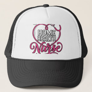 Verpleegster thuis roze stethoscoop shirt ontwerp_ trucker pet