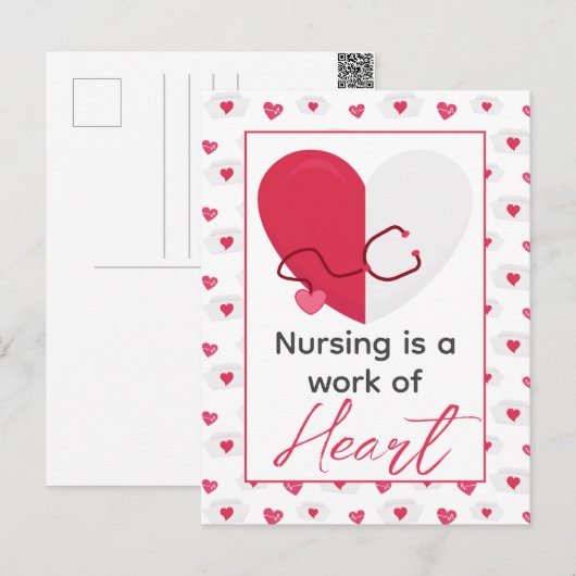 Verpleegster Valentijns  Medisch Modern Roze Hart  Feestdagenkaart (Voorkant / Achterkant)