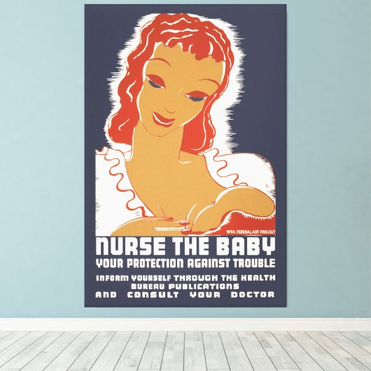 Verpleegster van de Baby Canvas Afdruk (Insitu (Houten vloer))