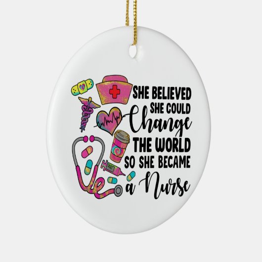 Verpleegster verandert de wereld groot keramisch ornament (Rechts)