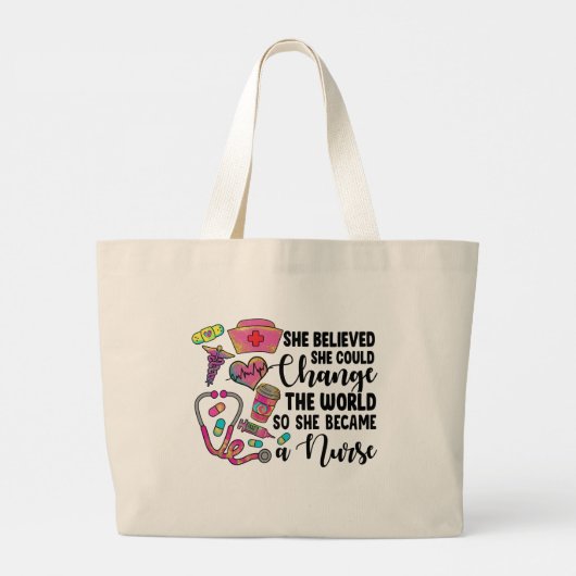 Verpleegster verandert de wereld grote tote bag (Achterkant)