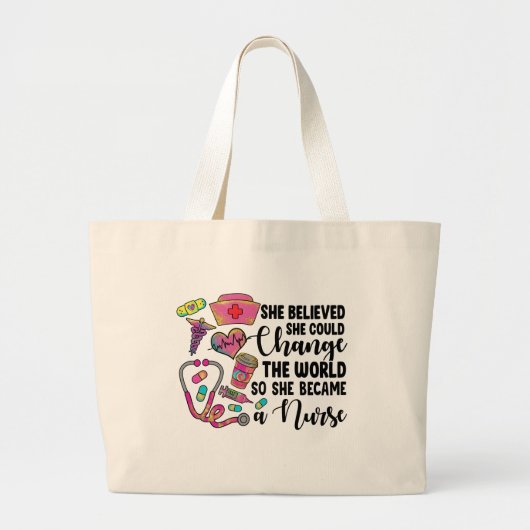 Verpleegster verandert de wereld grote tote bag (Voorkant)