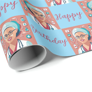 Verpleegster verjaardag cadeaupapier
