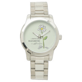 Verpleegster Verjaardag Religious Green Daisy Gepe Horloge