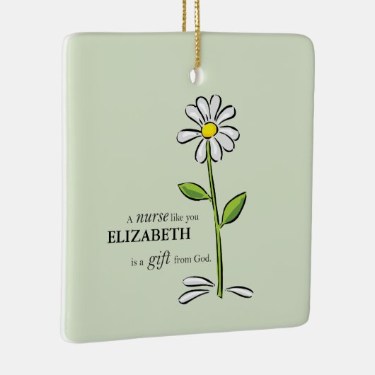 Verpleegster Verjaardag Religious Green Daisy Gepe Keramisch Ornament (Rechts)