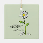Verpleegster Verjaardag Religious Green Daisy Gepe Keramisch Ornament (Achterkant)