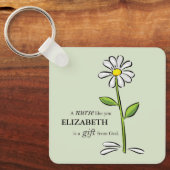 Verpleegster Verjaardag Religious Green Daisy Gepe Sleutelhanger (Voorkant)