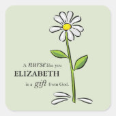 Verpleegster Verjaardag Religious Green Daisy Gepe Vierkante Sticker (Voorkant)