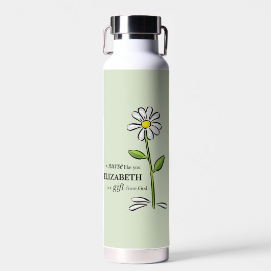 Verpleegster Verjaardag Religious Green Daisy Gepe Waterfles (Voorkant)