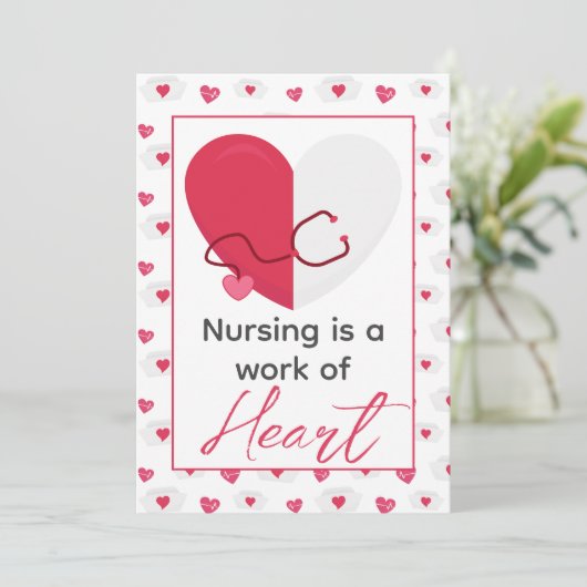 Verpleegster Verpleegkundige is een werk van hart  Feestdagenkaart (Staand voorkant)