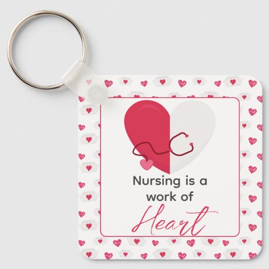 Verpleegster Verpleegster Valentijnsdag Roze Hart Sleutelhanger (Voorkant)