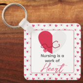 Verpleegster Verpleegster Valentijnsdag Roze Hart Sleutelhanger (Voorkant)