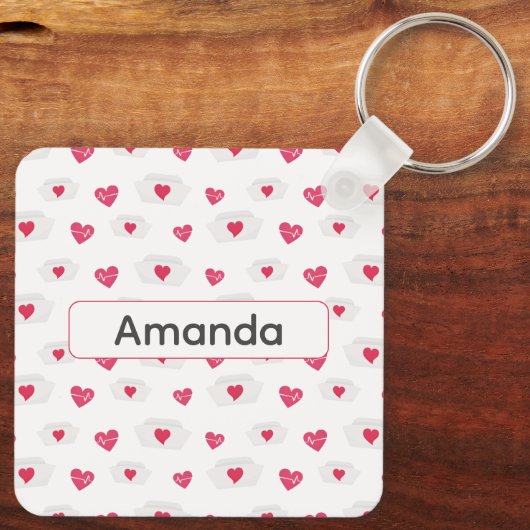 Verpleegster Verpleegster Valentijnsdag Roze Hart  Sleutelhanger (Achterkant)