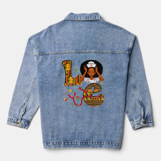 Verpleegster Verpleegster Zwart Meisje Magic Junet Denim Jacket (Achterkant)