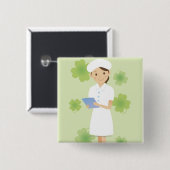 Verpleegster Vierkante Button 5,1 Cm (Voorkant /achterkant)