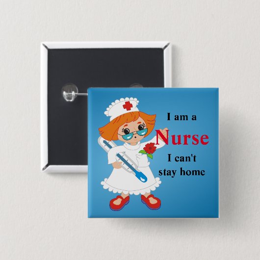 Verpleegster Vierkante Button 5,1 Cm (Voorkant /achterkant)